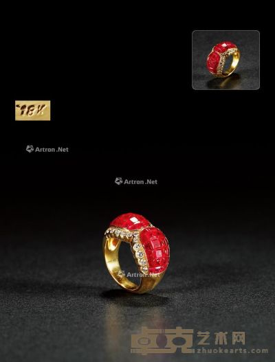 1950年制 红宝石戒指 戒圈12.5；重量11.8g