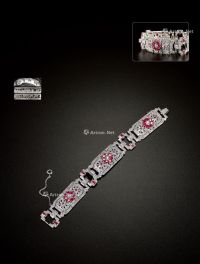 1940年制 红宝石花卉钻石手链