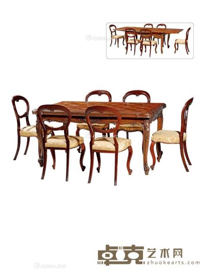 1930年制 餐桌配六椅 长102cm；宽160cm（拉伸260cm）