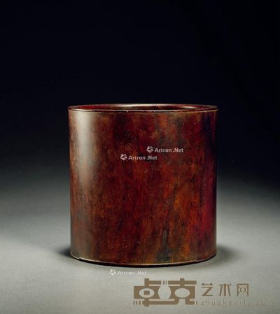 清 黄花梨弦纹笔筒 高8.6cm；直径19cm