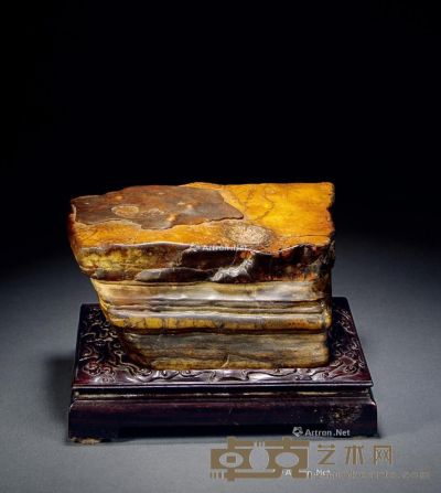 清 戈壁石供石摆件 带座高16.5cm