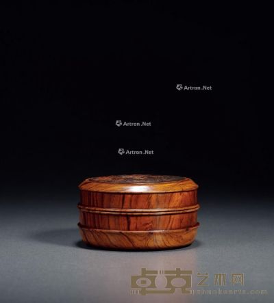 清早期 黄花梨嵌瘿木盖盒 高6cm；直径11.2cm