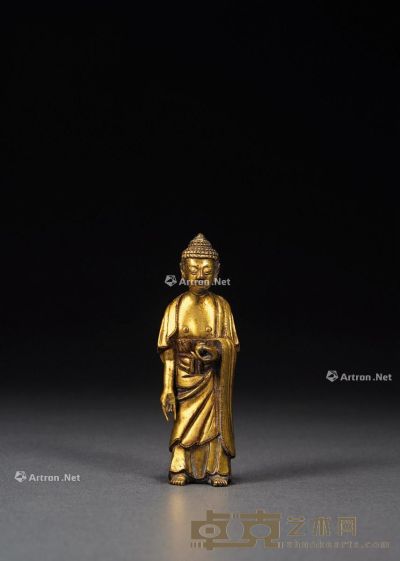 明 铜鎏金释迦牟尼立像 高：11cm