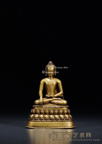 明 铜鎏金释迦牟尼佛像 高：11cm