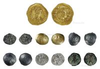 丝绸之路拜占庭帝国金、银、铜币一组七枚