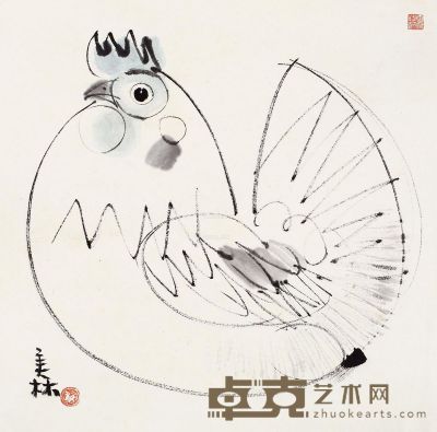 韩美林 鸡 33×33cm