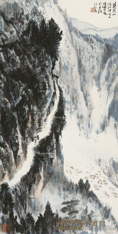 陆俨少 井岗山朱砂冲哨口 69×35cm