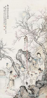 徐菊庵 春夜宴桃李园图