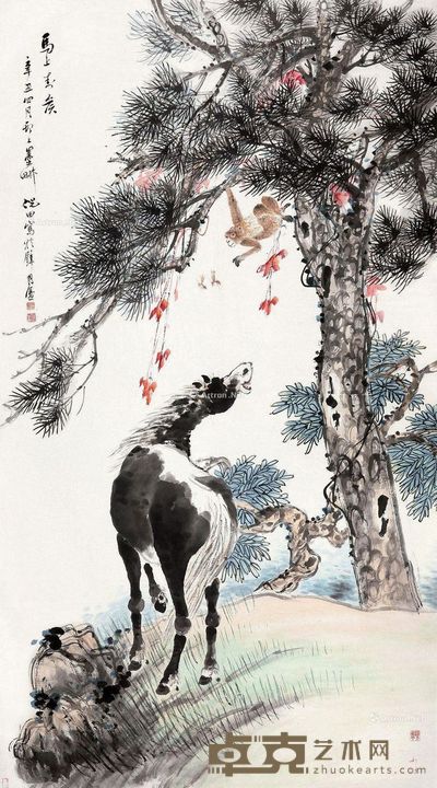 倪墨耕 马上封侯 143×79cm