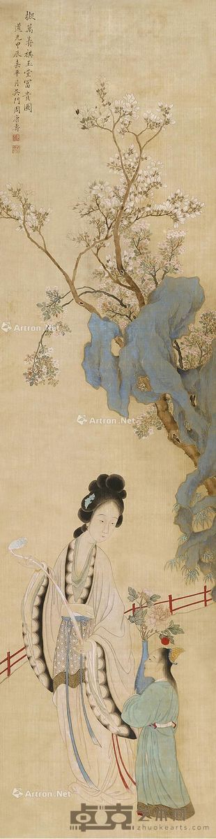 周康寿 玉堂富贵图 153×40cm