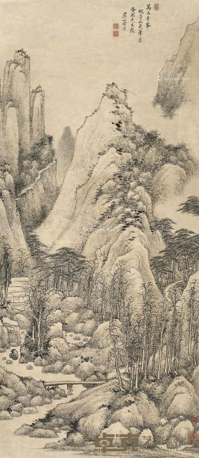 黄鼎 万木奇峰 108×47cm