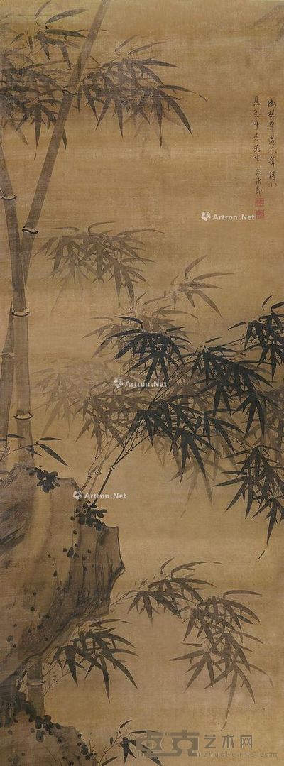 史颜节 墨竹 147×55cm