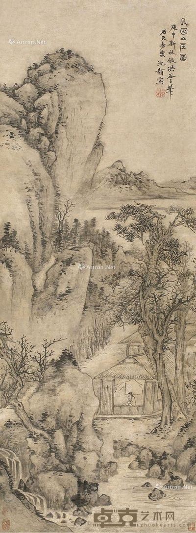 沈颢 秋日山居图 104×38cm