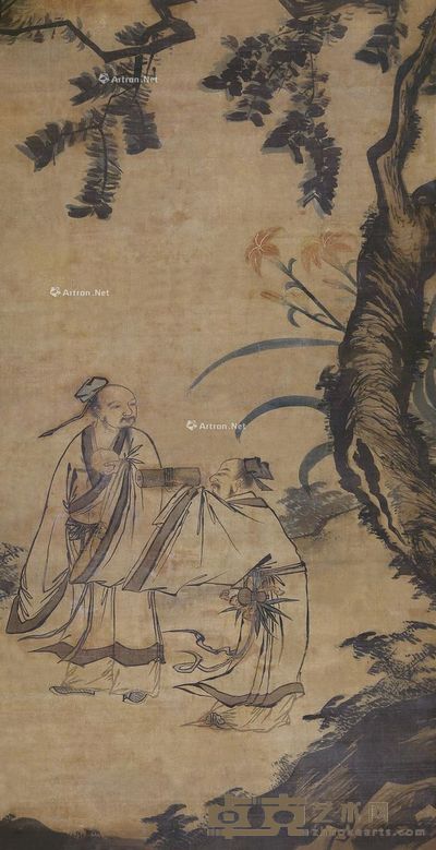佚名 高士读书图 131×67cm