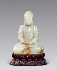 清中期 白玉雕释迦牟尼坐像