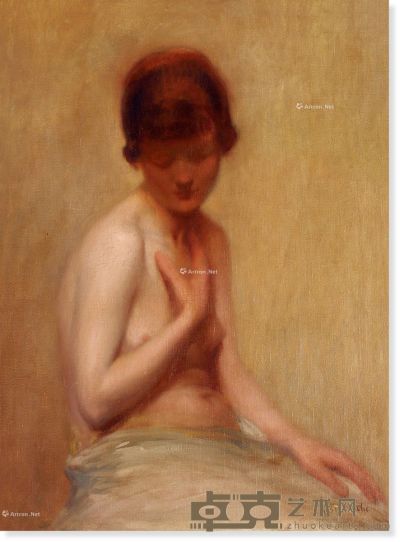阿尔贝·贝勒罗克 半裸女人像 64×47cm