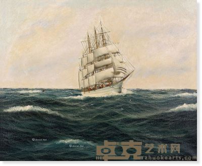 埃德蒙·沃尔茨 海上的三桅船 48×58cm