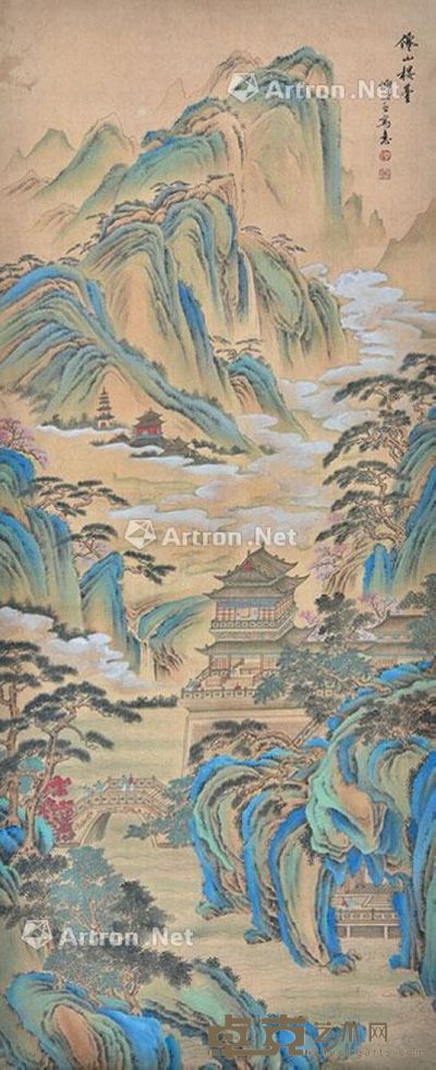 谢时臣 山水 95×38cm