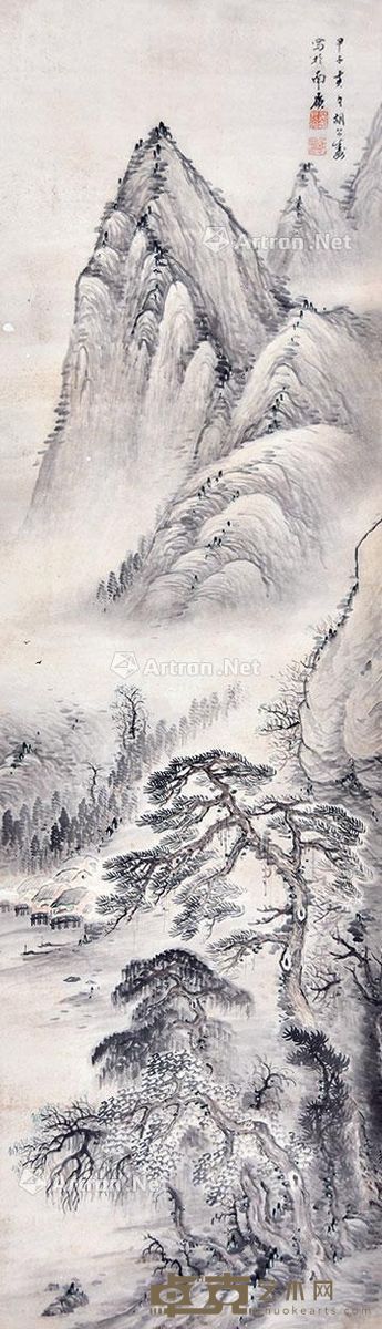 胡公寿 松林深处 133×39cm