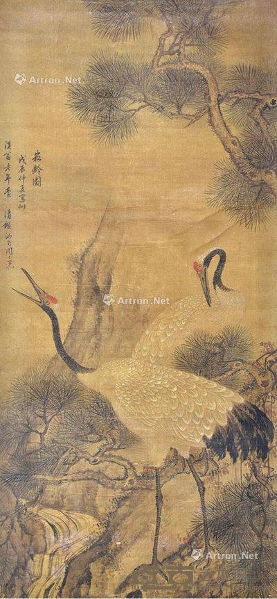 周之冕 松龄图 127×60cm