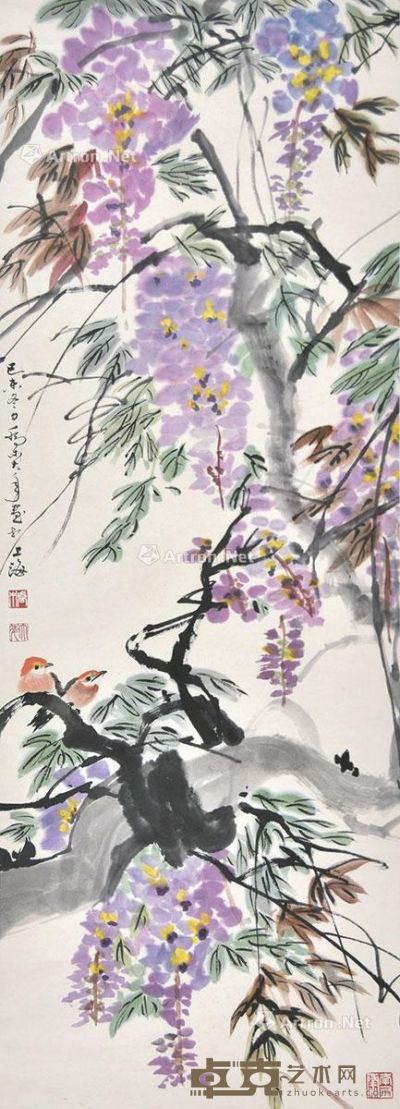 乔木 花鸟 123×43cm