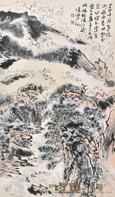 陆俨少 春山清音图 67×40cm