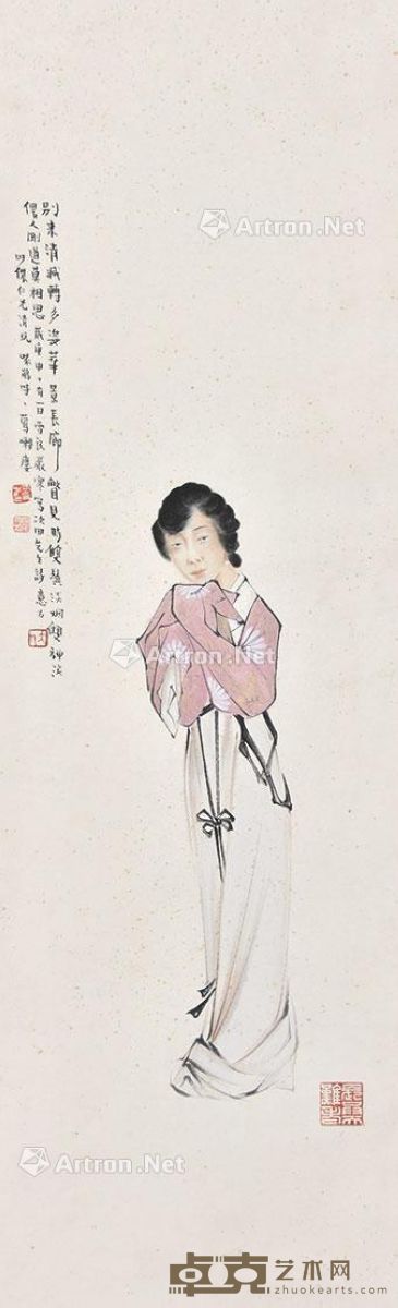 张大千 仕女 85×30cm