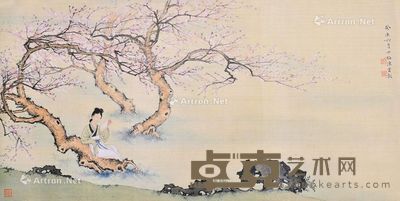 陈少梅 桃花诗思 41×83cm