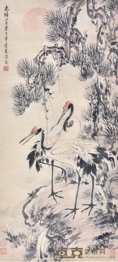 朱偁 松鹤延年 107×49cm