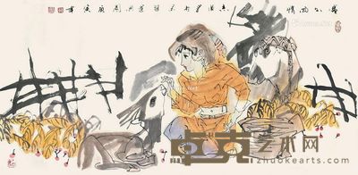 于志学 少女与鹿 68×136cm