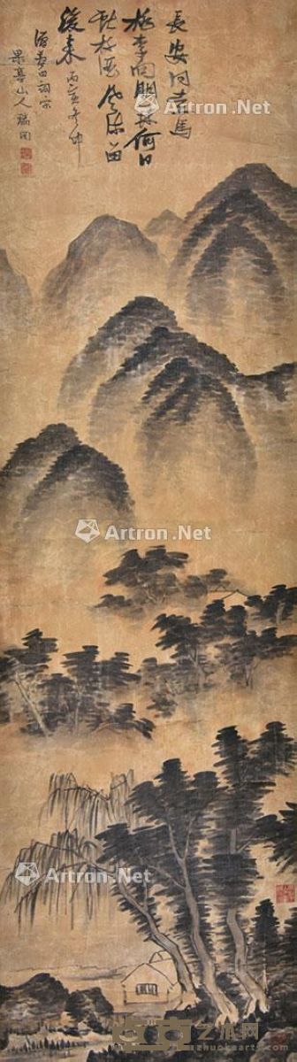 张瑞图 山水 158×44cm