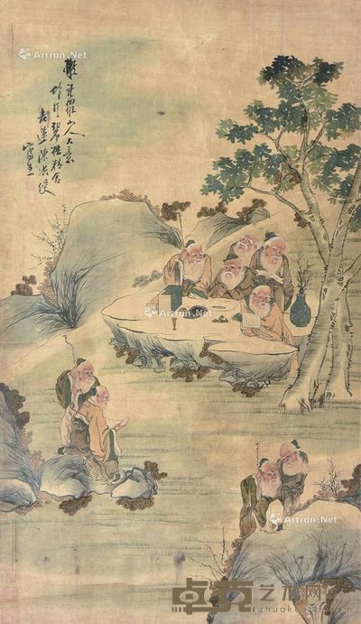 陈洪绶 雅集图 113×65cm