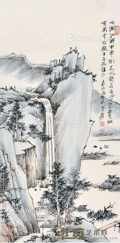 张大千 山林飞瀑 68×34cm