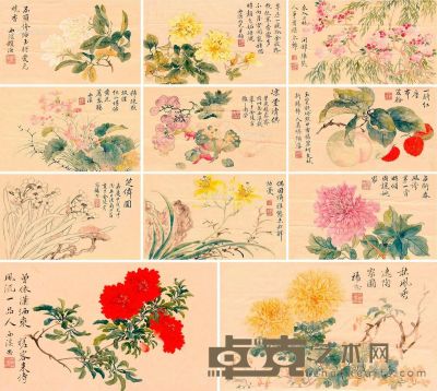 杨恕 工写花卉 16×26cm×11