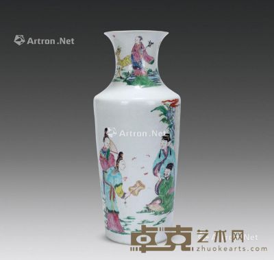 清雍正 粉彩人物纹瓶 高43cm