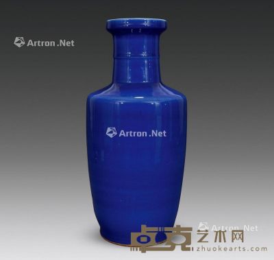 清光绪 霁蓝釉棒槌瓶 高44.5cm