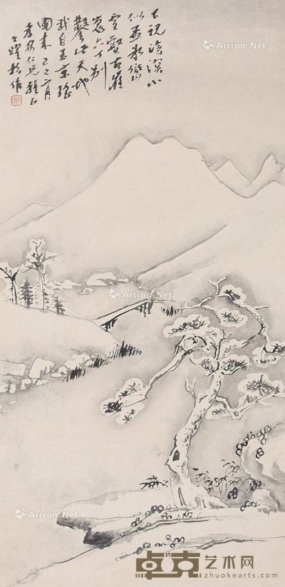 佚名 溪山雪景 66×32cm
