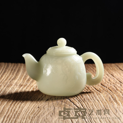 郑志明  新疆和田玉薄胎茶壶 14.5×9.5×8.2cm
