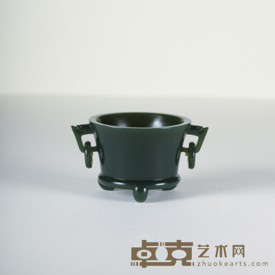 马洪伟 青玉双环香炉 高3.7cm 直径5.0cm