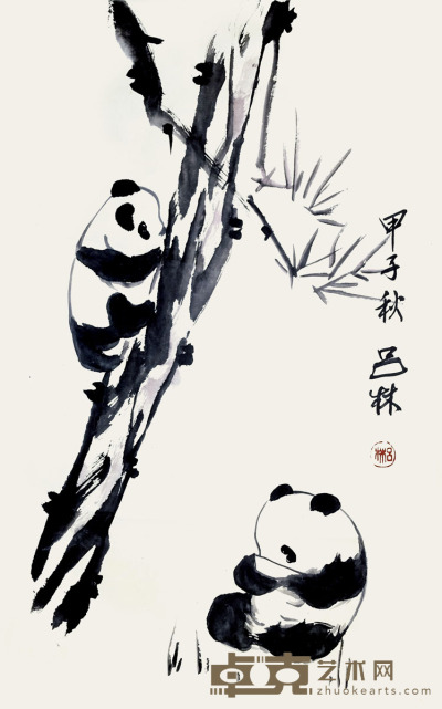吕林  熊猫 68×43cm