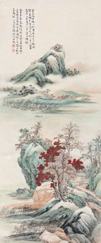 顾坤伯 仿董其昌没骨山水