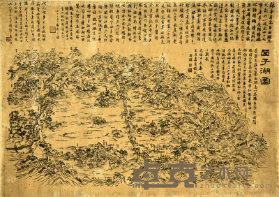 清光绪石印本 西子湖图 63×43.5cm