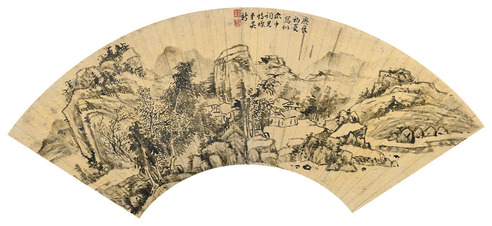 吴新 山水扇面