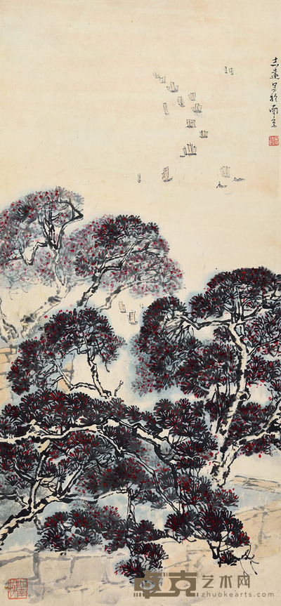 金志远 湖岸帆影 70×33cm