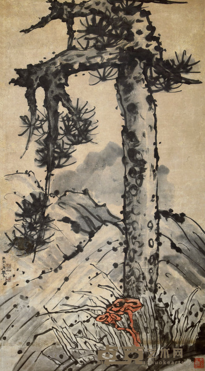吕凤子 松树 175×47cm