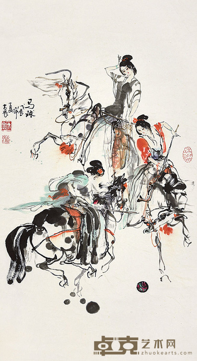 施大畏 马球图 90×49cm