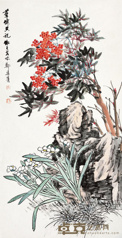 郑集宾 花卉 68×35cm