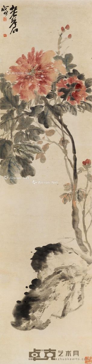 吴昌硕 富贵图 126×31.5cm