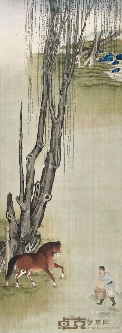 俞明  洗马图 142×52cm