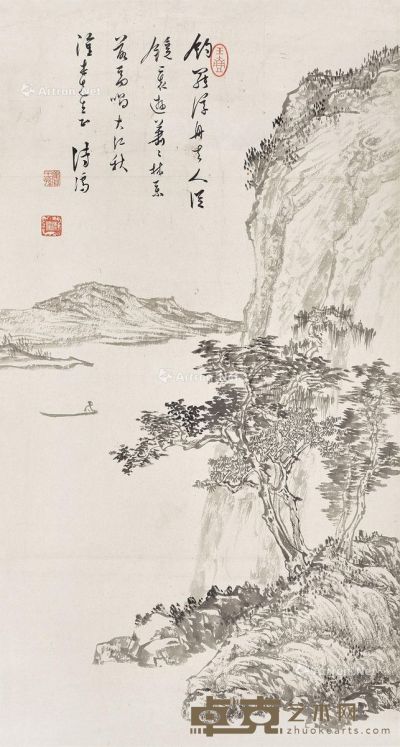 溥心畬  秋江孤棹 65.5×35cm